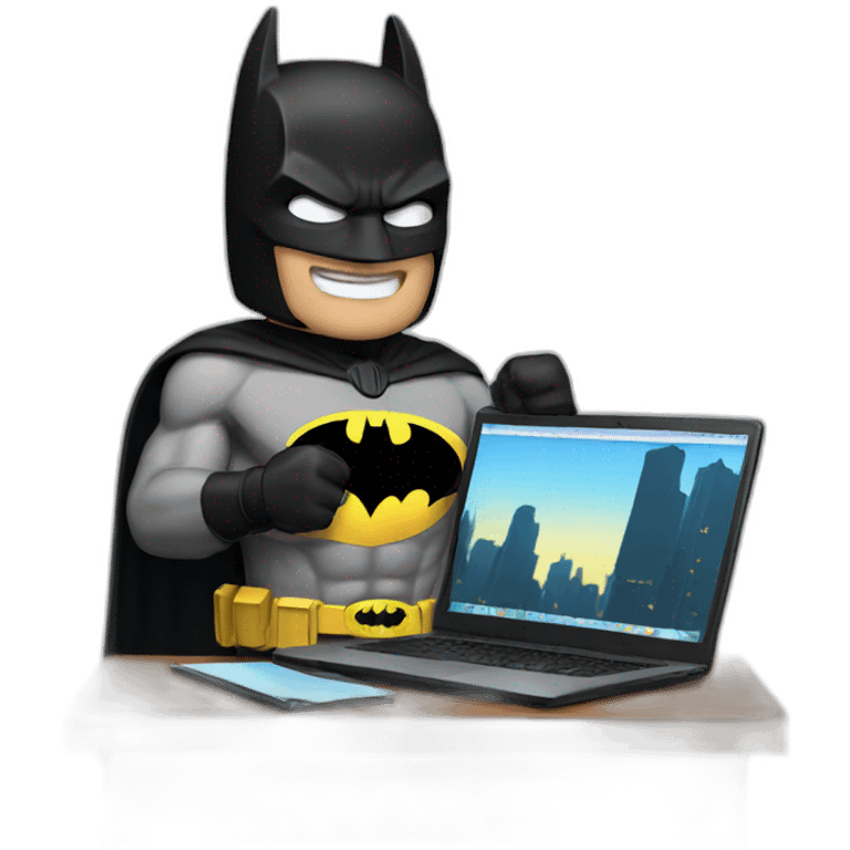 Batman using laptop emoji