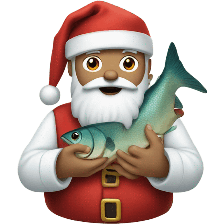 Santa with fish in his hands  emoji