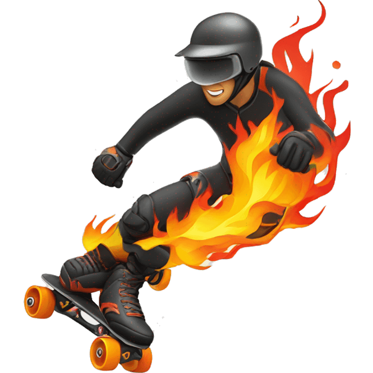 inline rollerblading with wheels on fire emoji