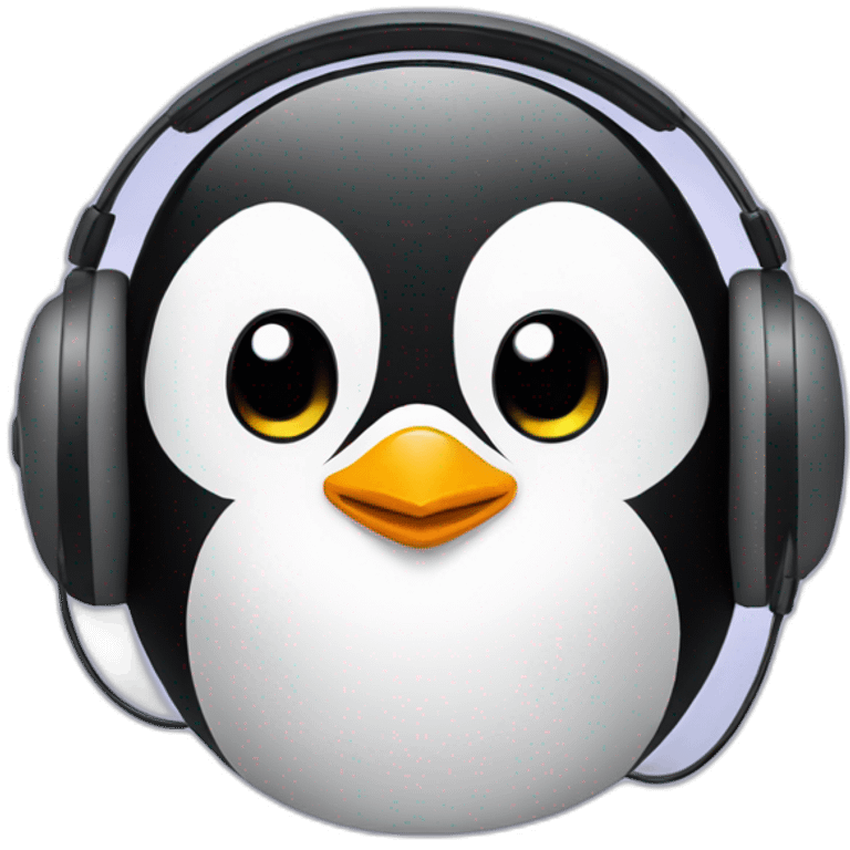 Penguin with headset emoji