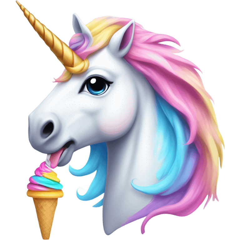 Unicorn with an ice cream  emoji