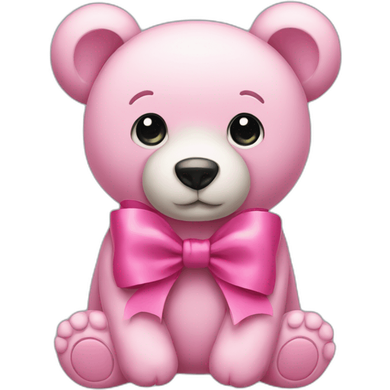 Pink bow bear emoji