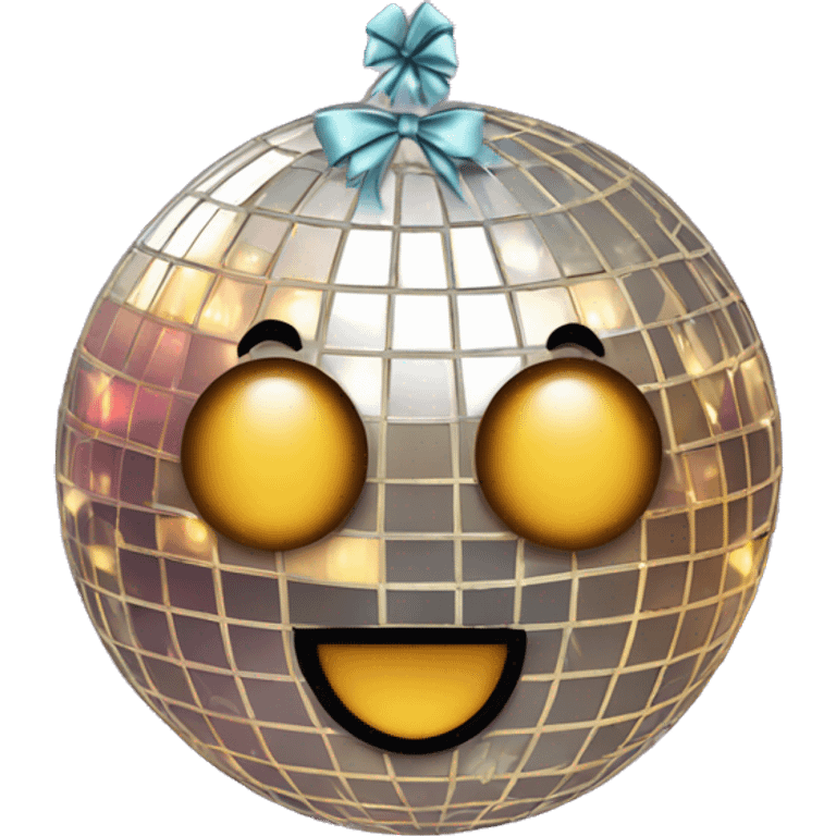 Disco ball with a bow on its head emoji