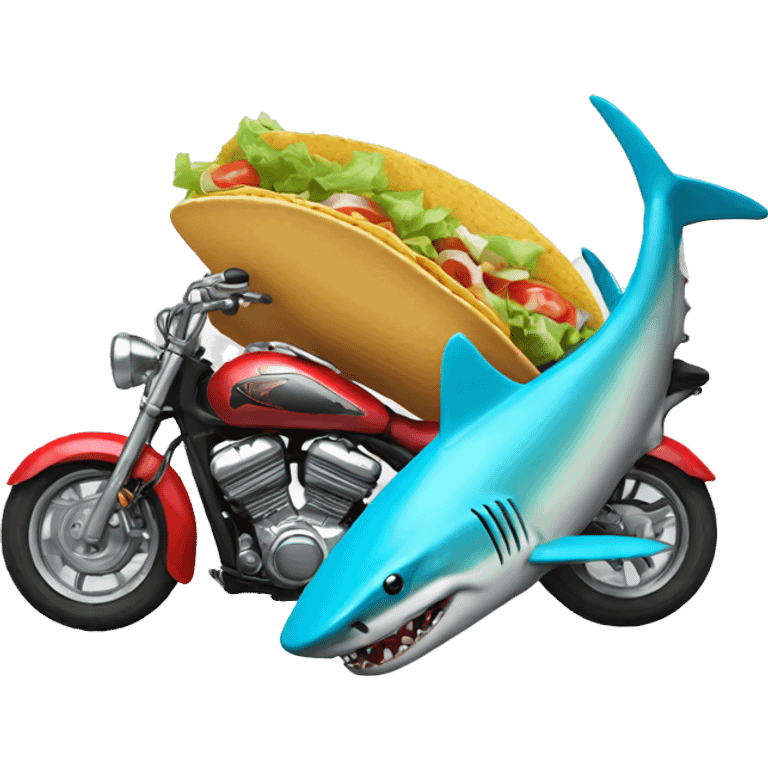 Motorcycle shark eating a taco emoji