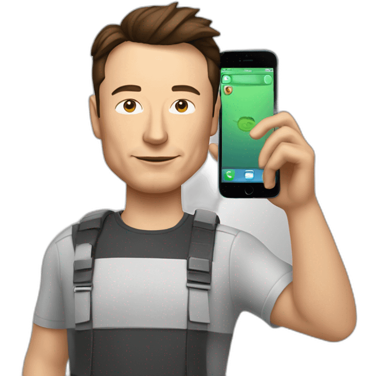 Elon musk avec un iPhone en main  emoji