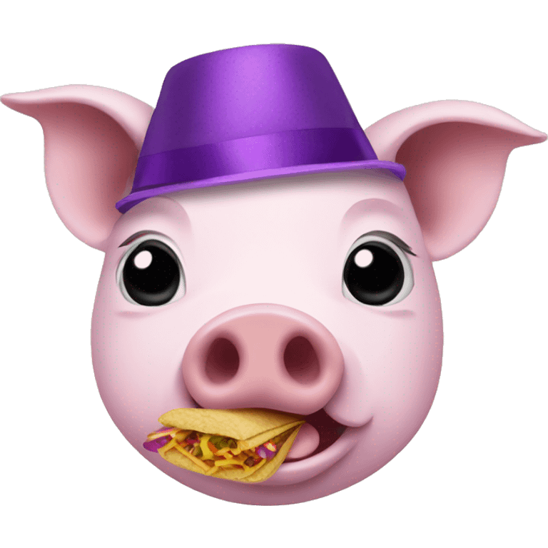 Pig with purple bows and Taco Bell emoji