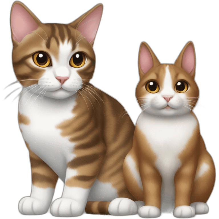 tabby brown and white cat with brown netherland dwarf rabbit emoji