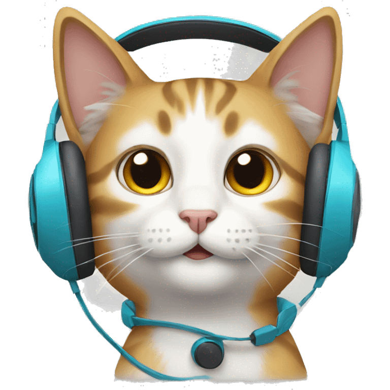 cat with white headphones  emoji