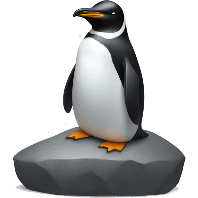 penguin on a rock eyes closed head facing up emoji