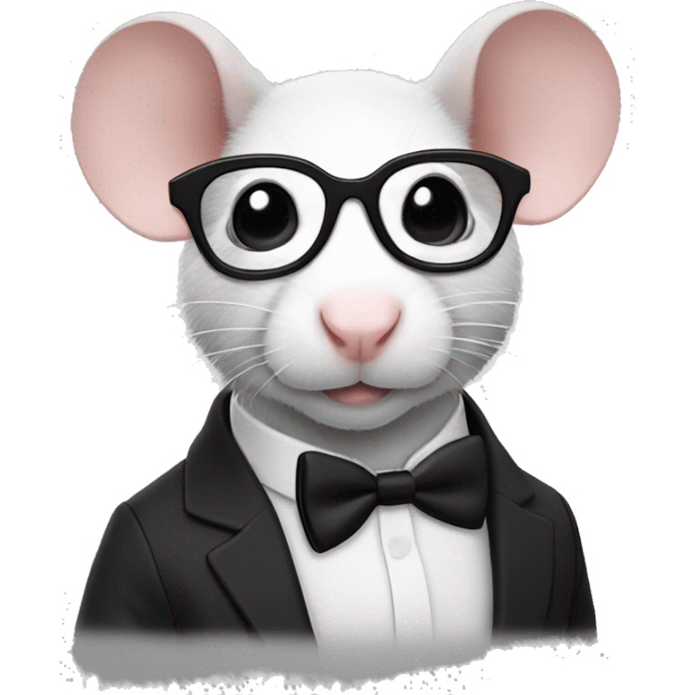 Black and white rat in black glasses  emoji