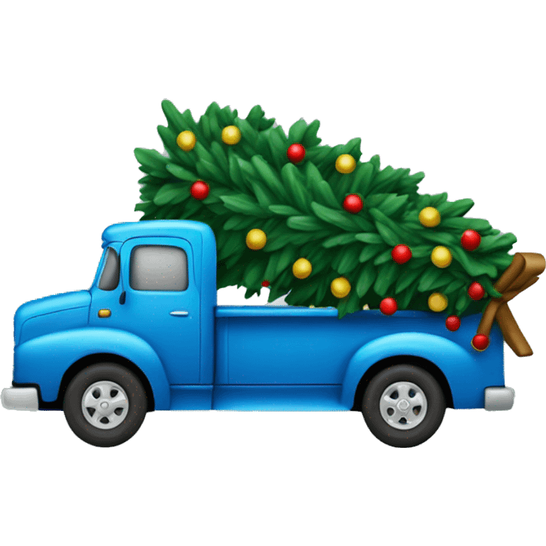 Blue truck with Christmas tree emoji