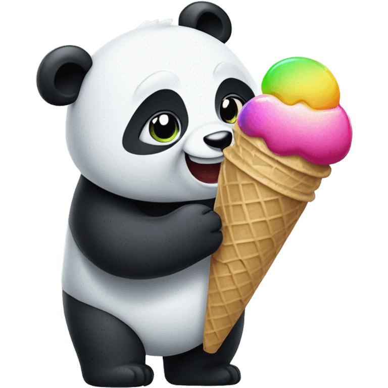 Panda eating ice cream emoji