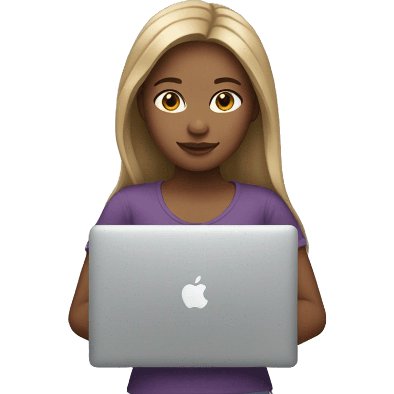 Girl-hold-MacBook-light skin-light brown hair emoji