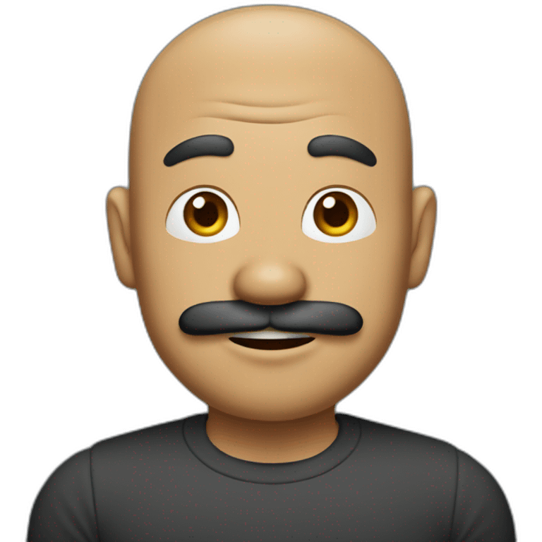 Balding Cambodian man with a Mario mustache wearing black emoji