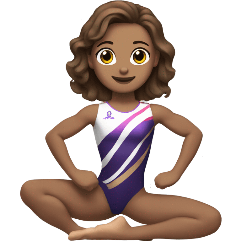 a gymnast with brown hair and brown eyes doing a split both legs on the ground emoji