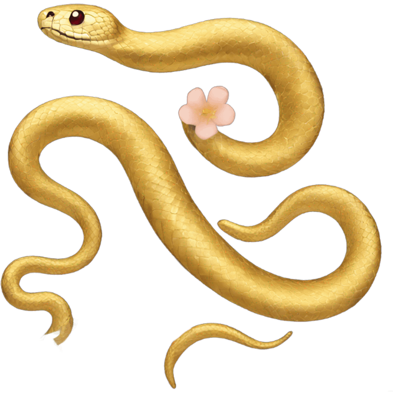 Gold snake with floral pattern emoji