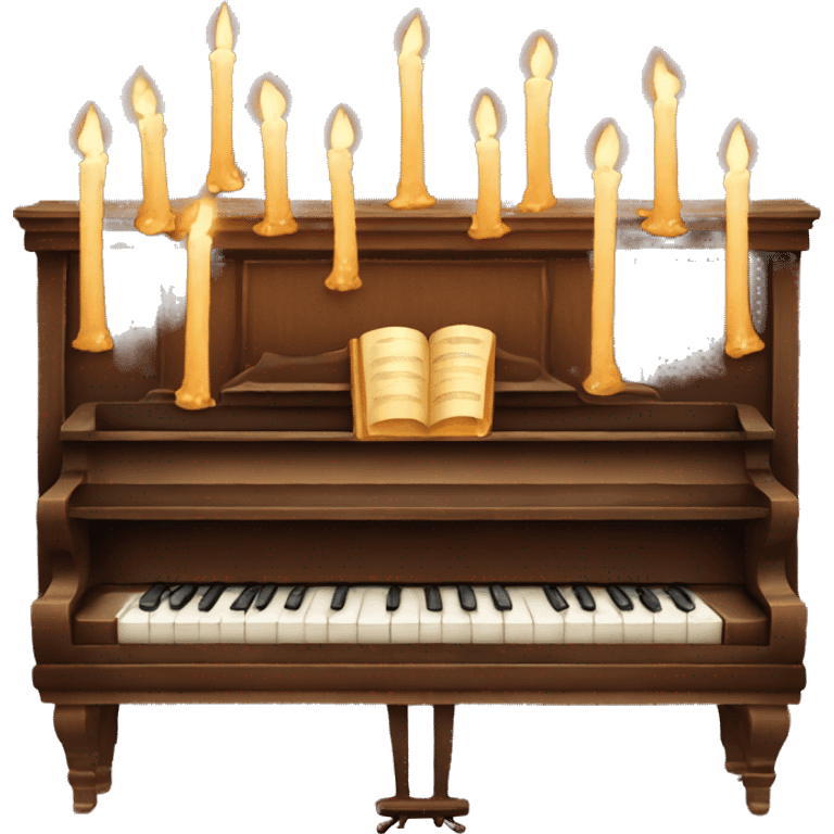 vintage piano with melted candles on top emoji