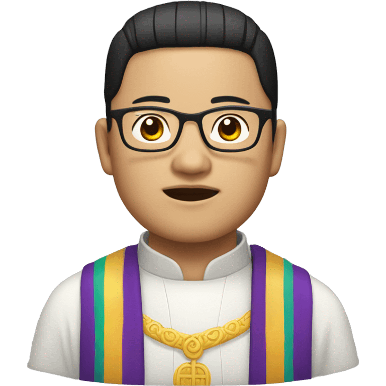 hmong priest with black hair, and glasses emoji