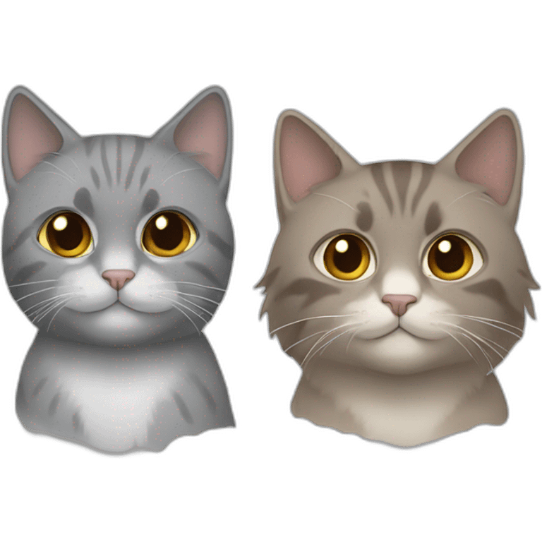 two cats, one brown long hair and one gray short hair emoji