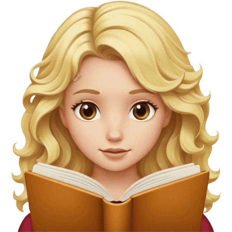 Blonde wavy haired girl reading emoji