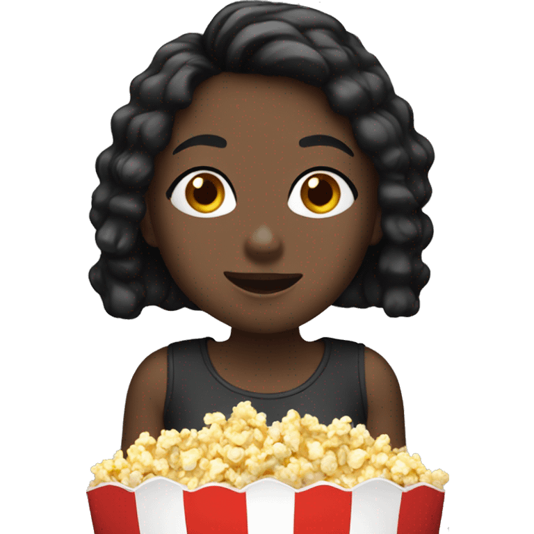 Black haired white girl eating popcorn  emoji