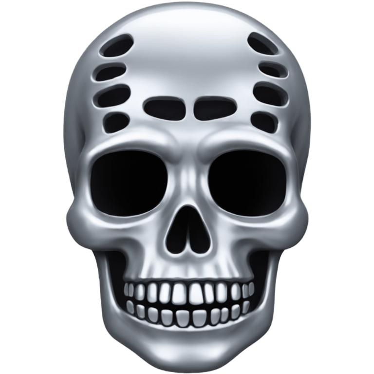 A silver chrome skeleton emoji