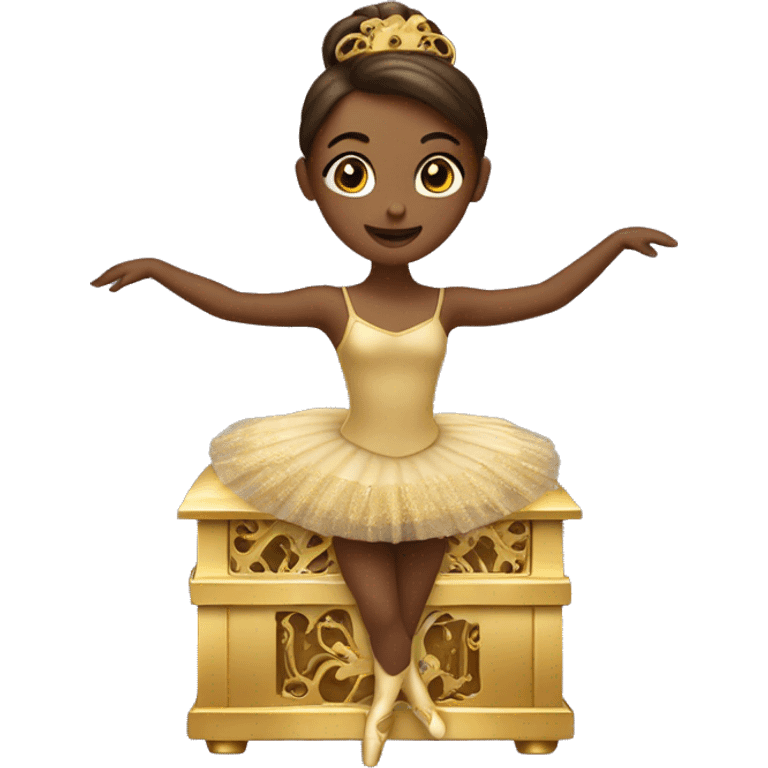  brown ballerina in a gold music box emoji