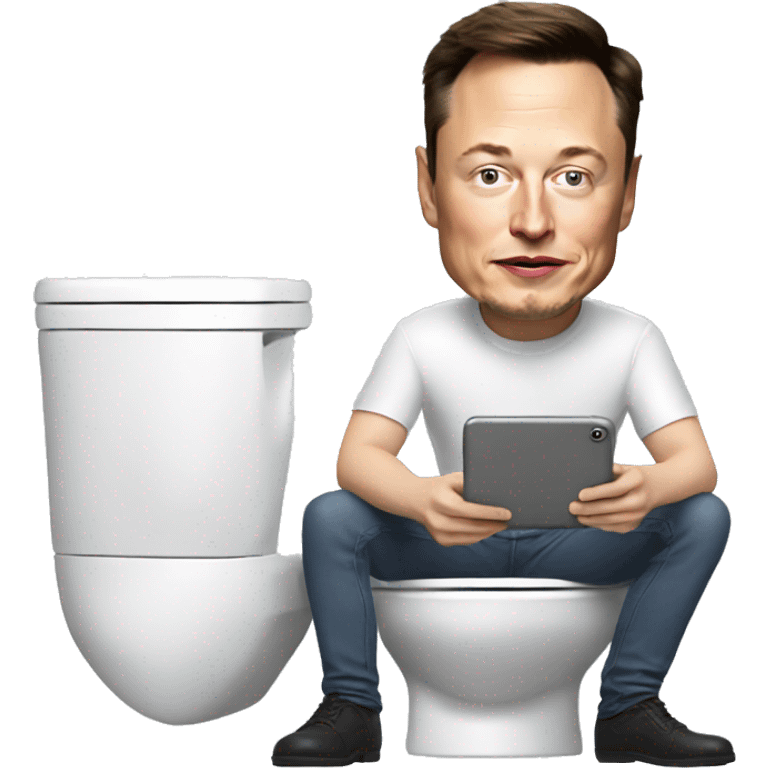 elon musk on a toilet looking at his phone emoji