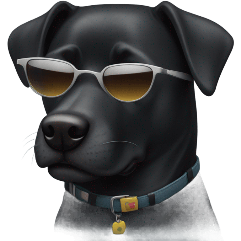 Black Dog with sunglasses  emoji