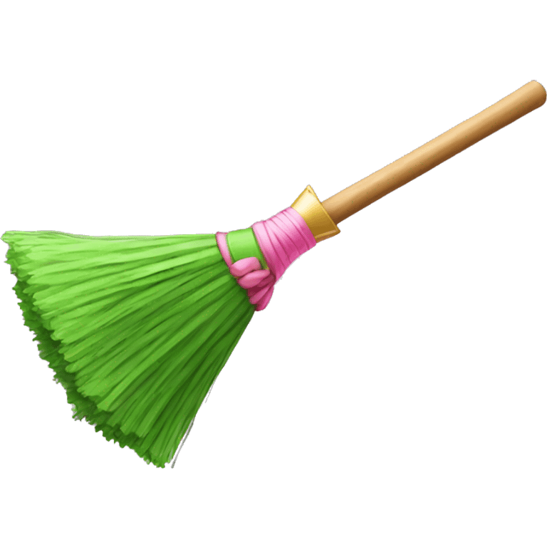 Pink wand against green broom emoji