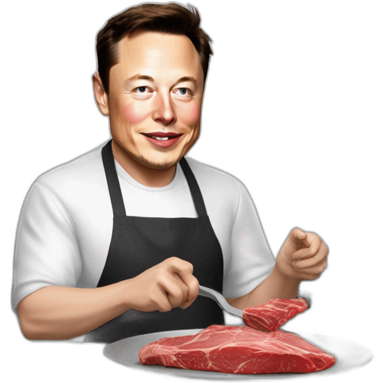 Elon Musk cocinando carne en un fogon emoji