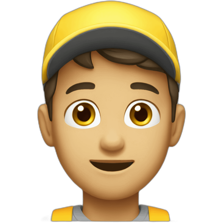 Boy wearing Yellow cap tube salesman emoji