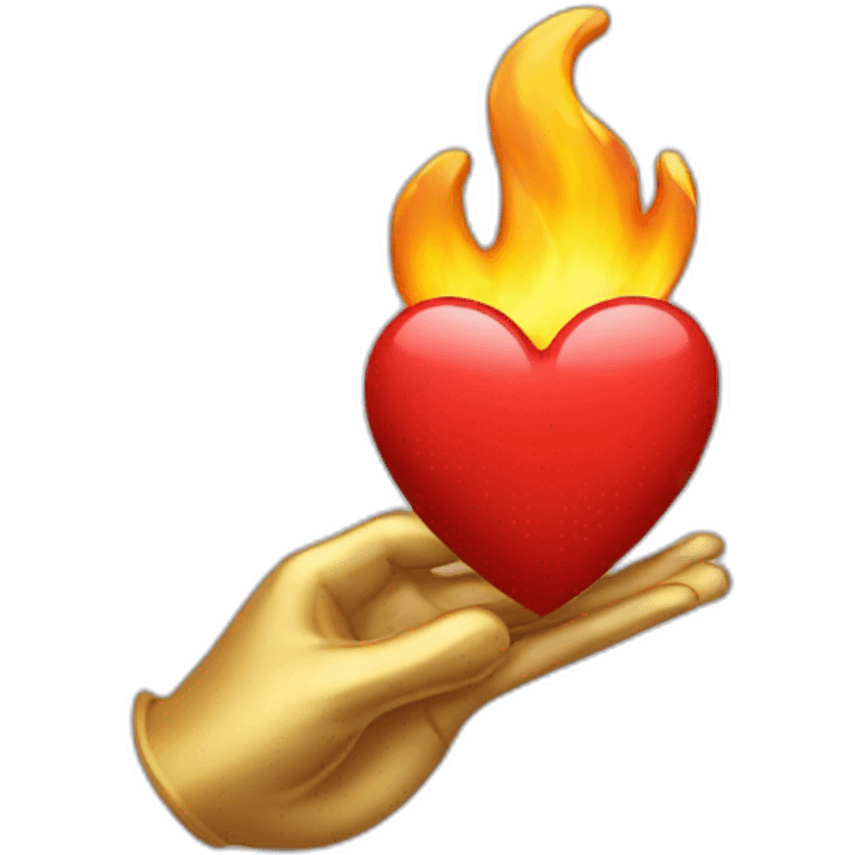 Gold hand holding fire heart emoji