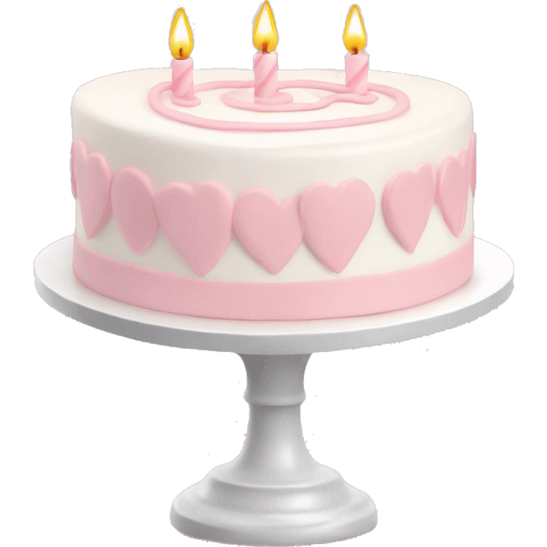 White birthday cake heart light pink emoji