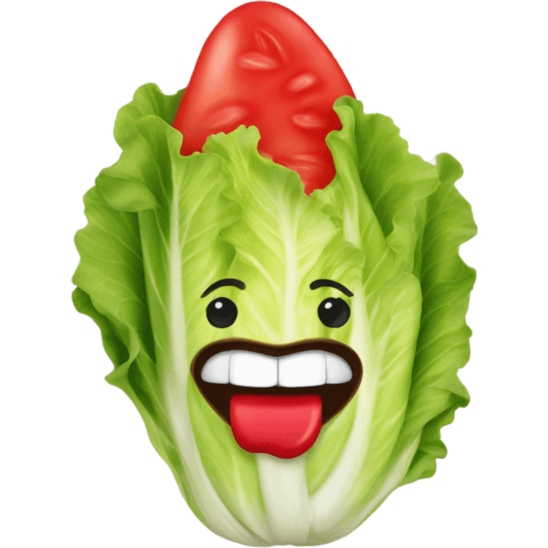 lettuce with lipstick mouth emoji