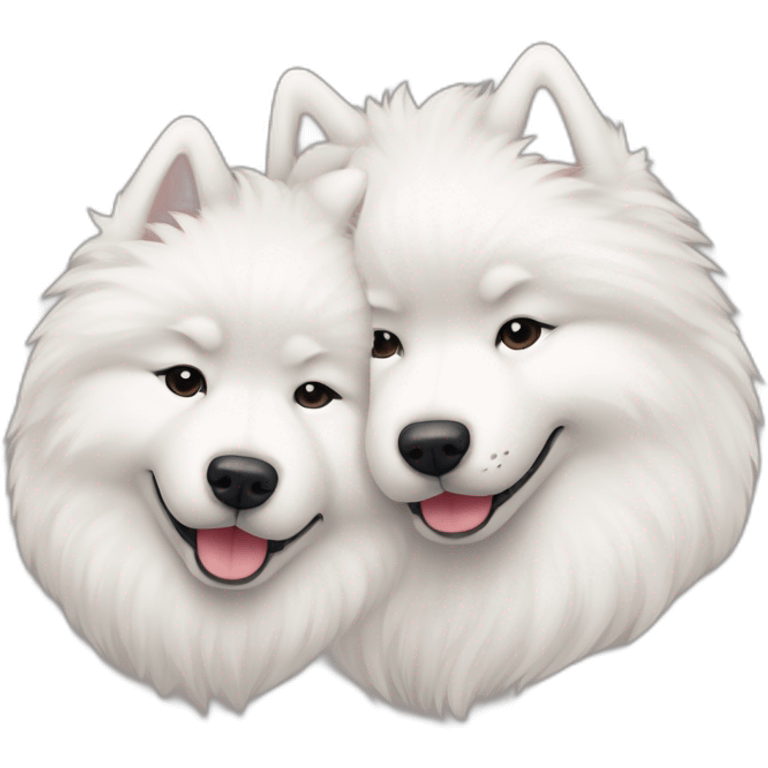 two-fluffy-samoyed-cuddling emoji