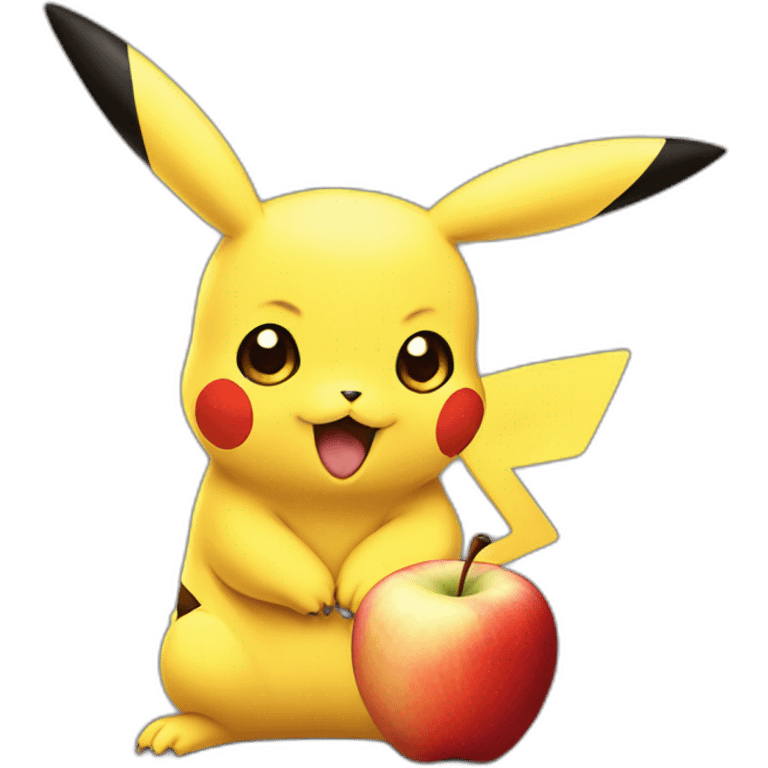 Pikachu eating an apple emoji