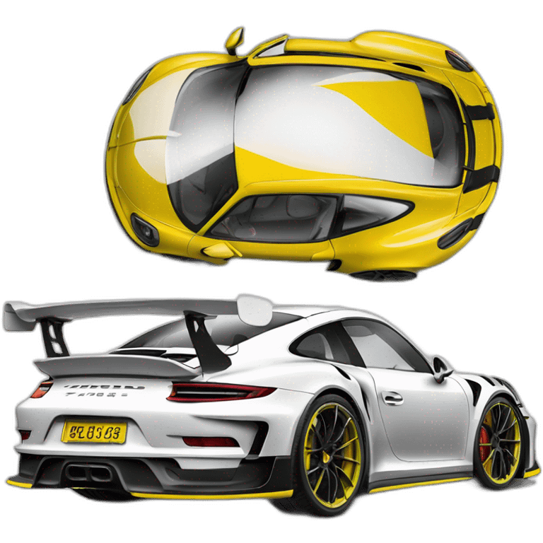 Porsche GT3 RS jaune et blanc  emoji