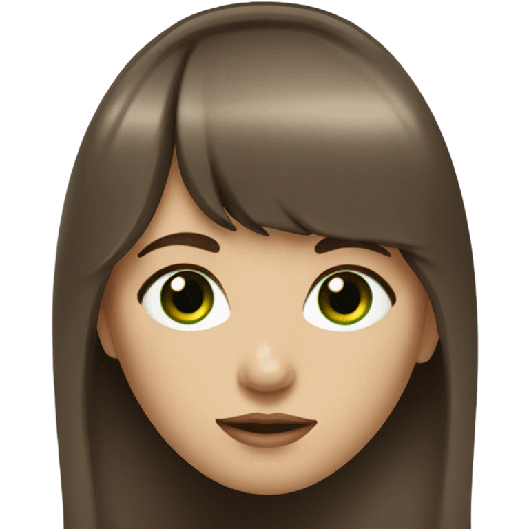 Woman Brown hair with bangs and green Eyes - in a cute pose emoji