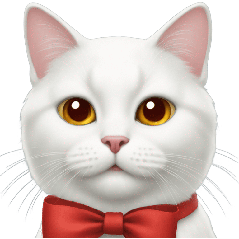 White cat with a red bow emoji