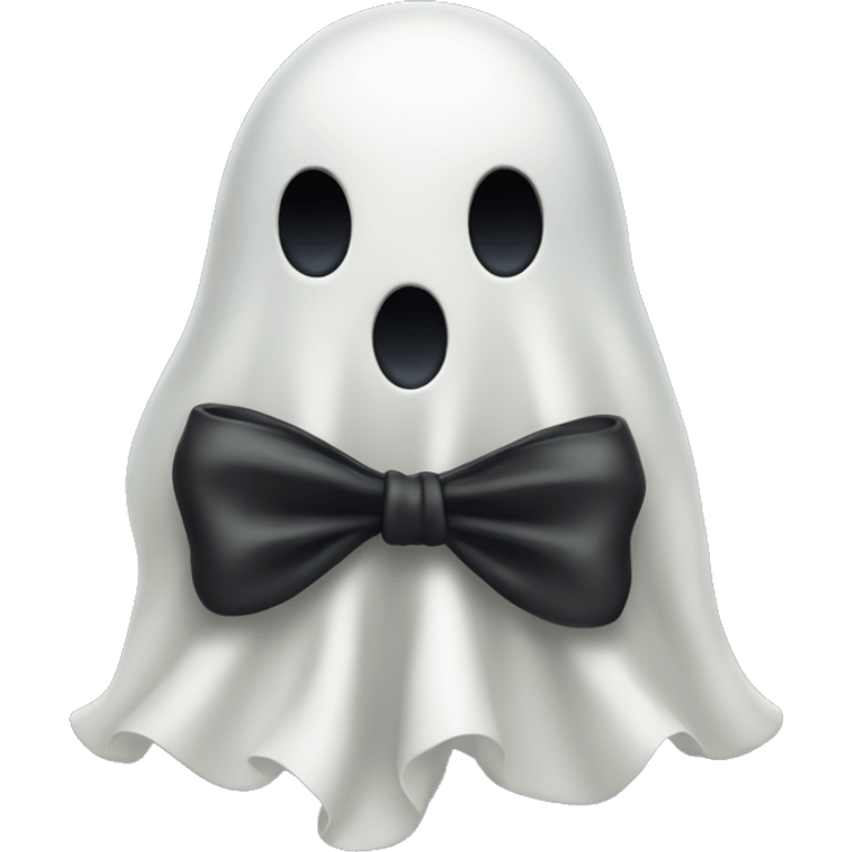 A ghost with a black bow on its head  emoji