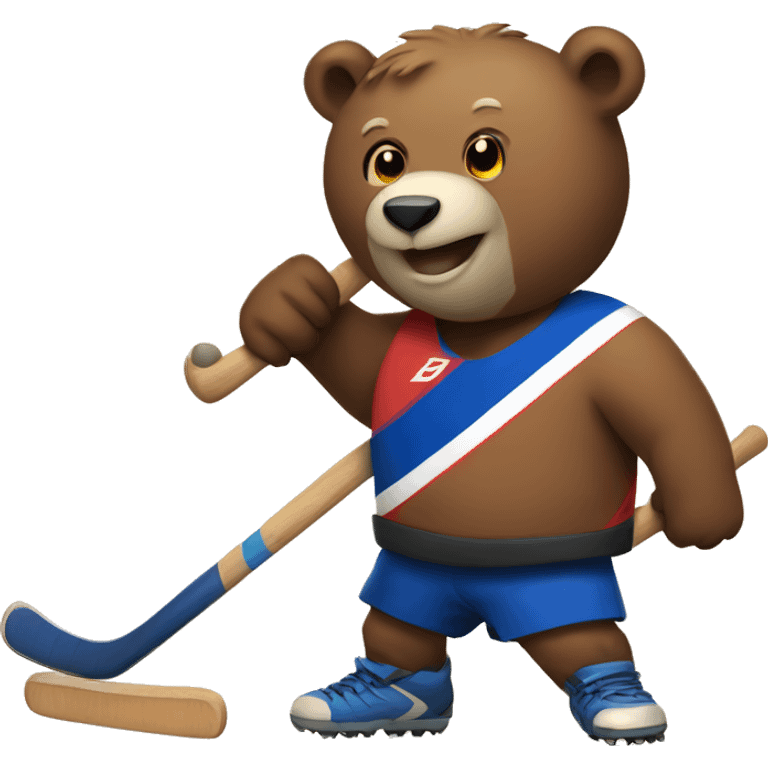 Bear doing fieldhockey emoji