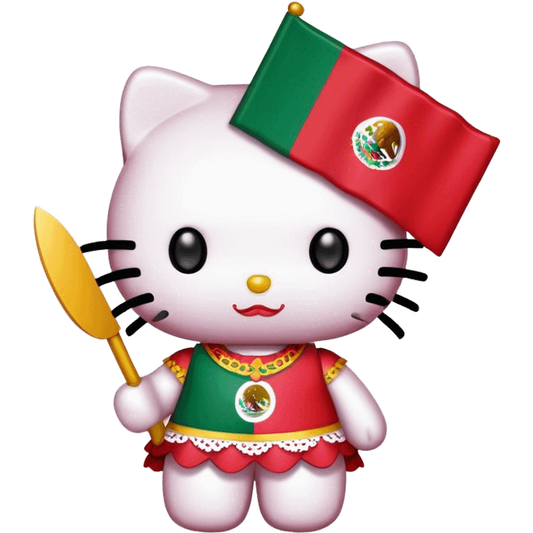 Hello kitty with a Mexican flag  emoji