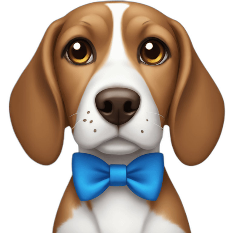 Brown and white Beagle dog with blue bowtie emoji