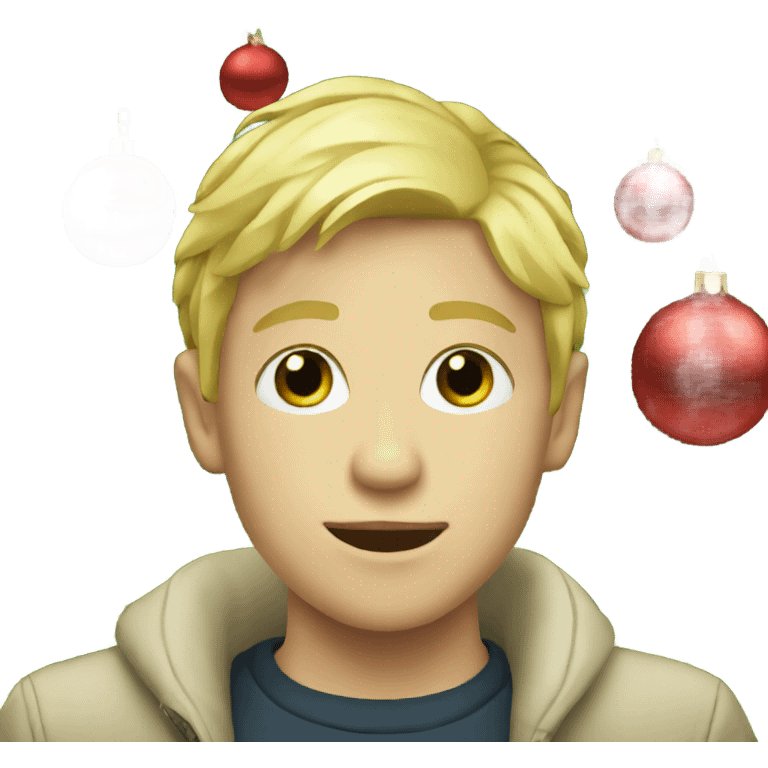 blonde boy with christmas tree emoji