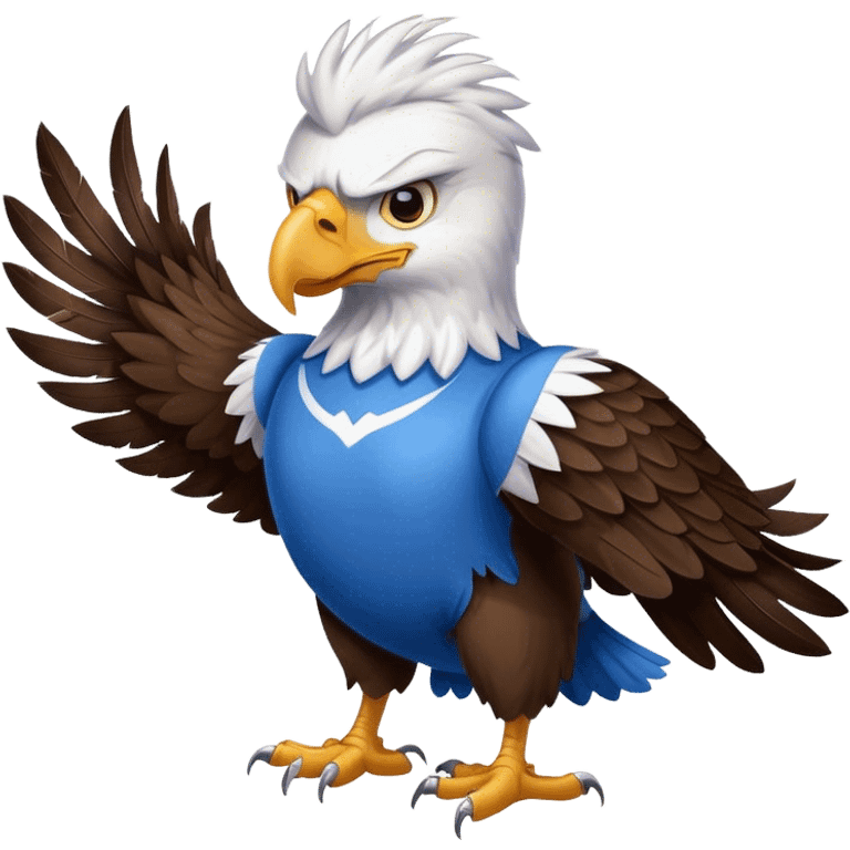 cartoon eagle wearing blue jersey emoji