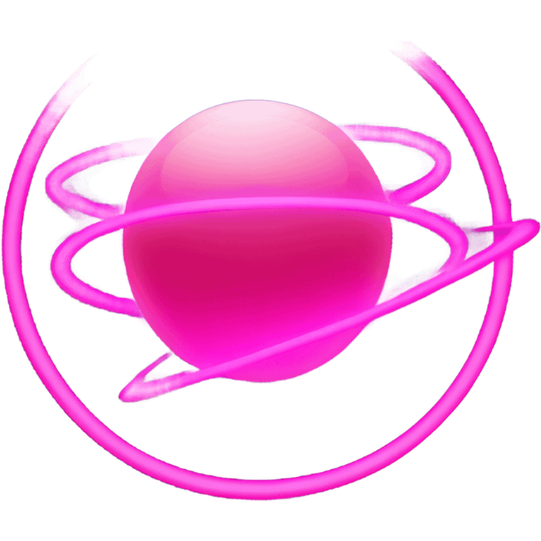 Neon pink planet with glowing rings and hearts  emoji