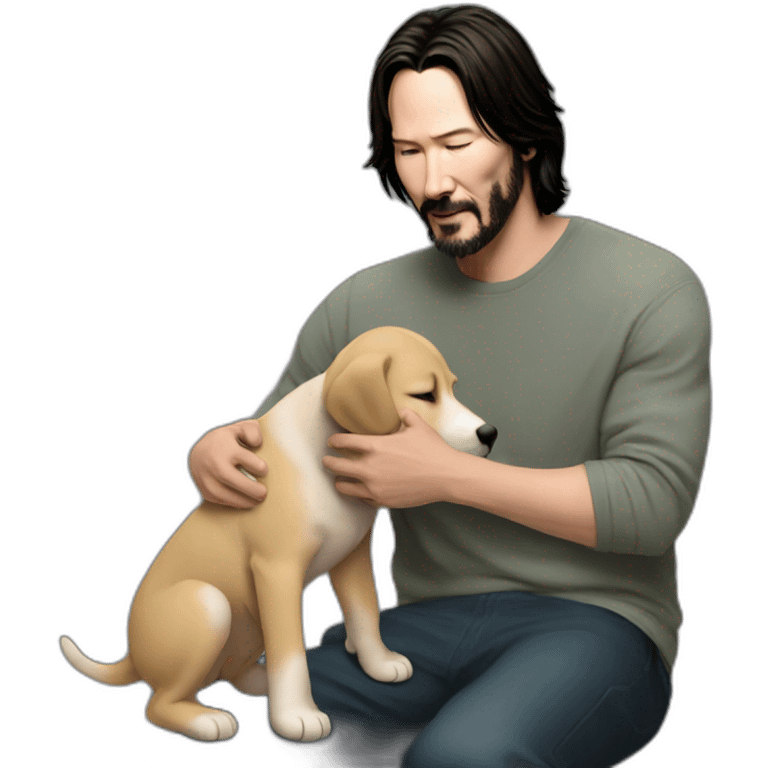 keanu reeves hugging a puppy emoji