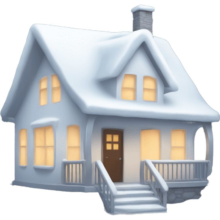 Cozy white winter house  emoji