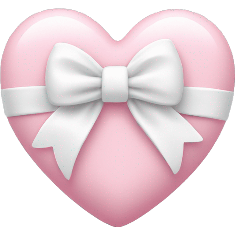 Pastel pink heart with white bow emoji